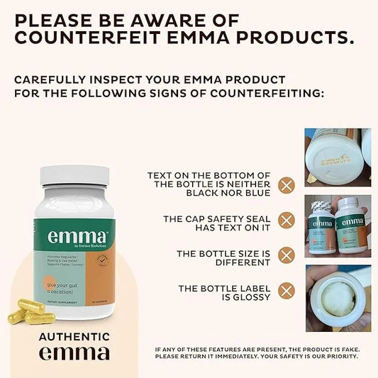 Emma Gut Health - 4 Pack - Gas and Bloating Relief, Constipation, Leaky Gut Repair - Gut Cleanse & Restore Digestion - Reg...