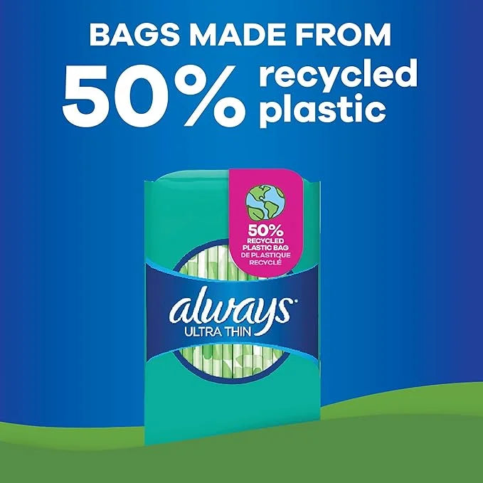 Always Ultra Thin Pads for Women, 1 Regular 44 Count 3 Packs (132 Count