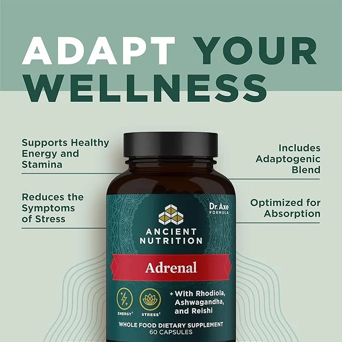 Adrenal Support with Ashwagandha Supplement by Ancient Nutrition, Helps Reduce Stress & Fatigue, Paleo and Keto Friendly, ...