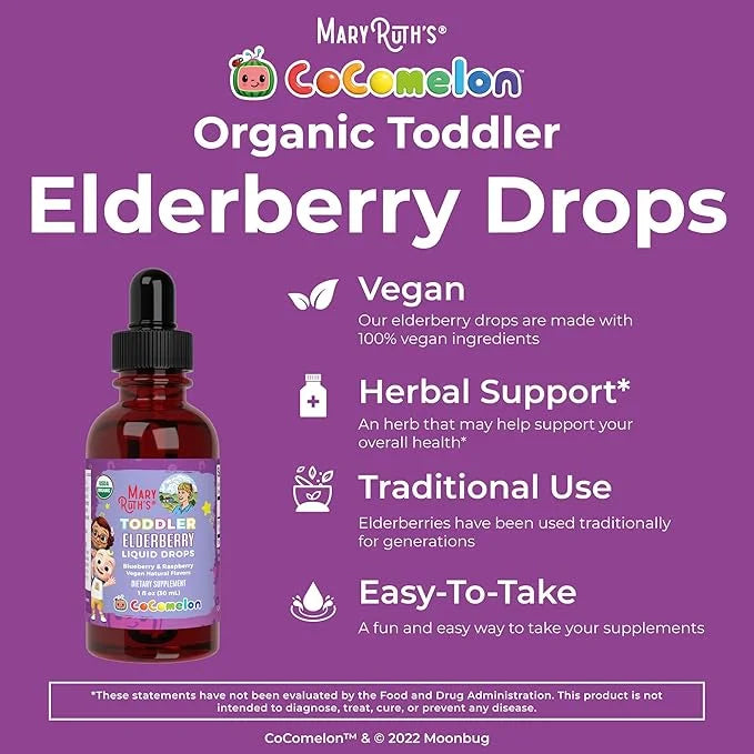 MaryRuth Organics Cocomelon Toddler Elderberry Syrup, 1-3 Years, 1 Fl