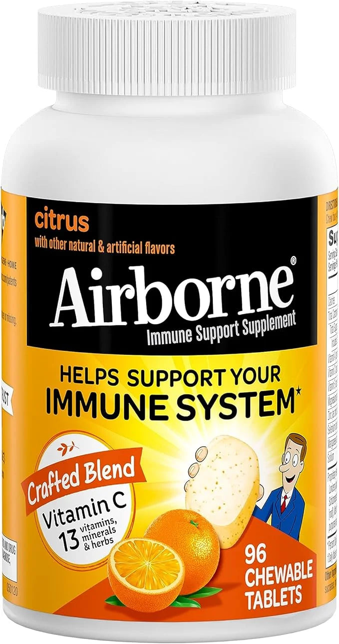 Airborne 1000mg Chewable Tablets with Zinc, 96 Tablets,