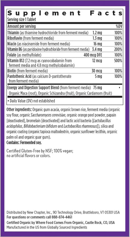 New Chapter Vitamin B Complex, Fermented 100% Vegan, 90 Count