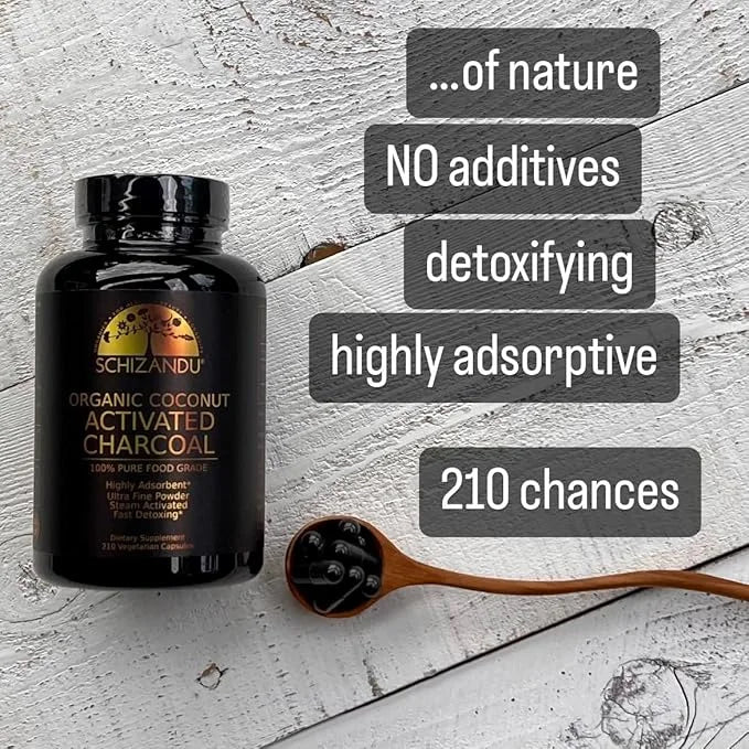 Activated Coconut Charcoal Capsules- Supports Health - Vegan, Organic, Non-GMO, No Additives - X-Large Bottle 210 Count - ...
