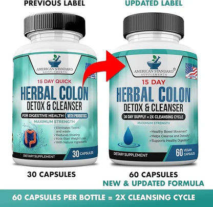 American Standard Supplements Colon Cleanse 60 Veggie 30 Servings