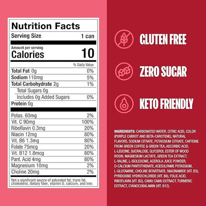 ZOA Zero Sugar Energy Drinks, Cherry Limeade - Sugar Free with Electrolytes, Healthy Vitamin C, Amino Acids, Essential B-V...