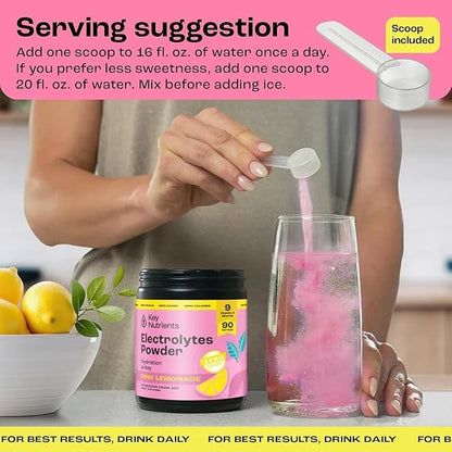 KEY NUTRIENTS Multivitamin Electrolytes Powder No Sugar - Fresh Pink Lemonade Electrolyte Powder - Endurance & Energy Supp...