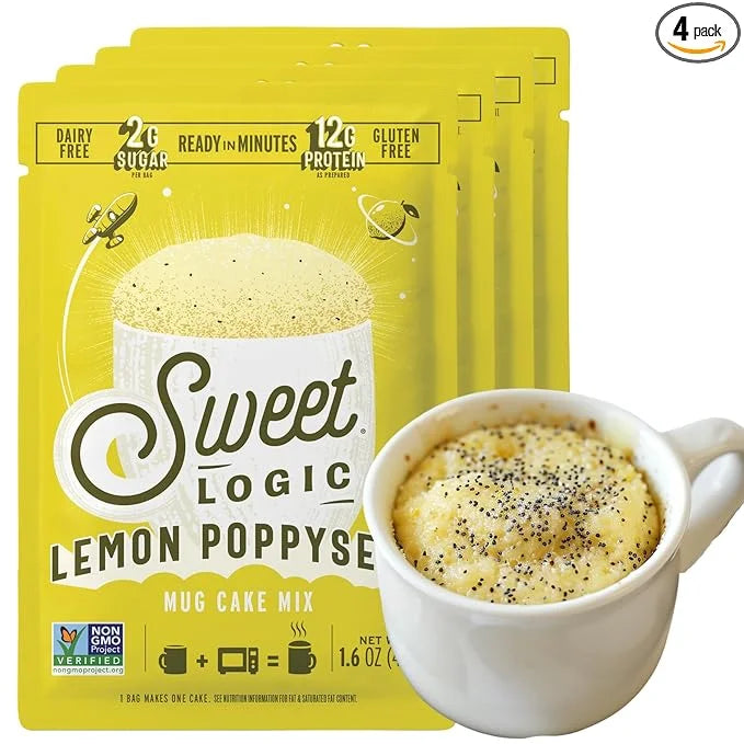 Sweet Logic Keto Dessert Mug Cake Mixes - Lemon Poppyseed - Low Sugar - Gluten-Free - Low Carb - Diabetic-Friendly Sweets ...