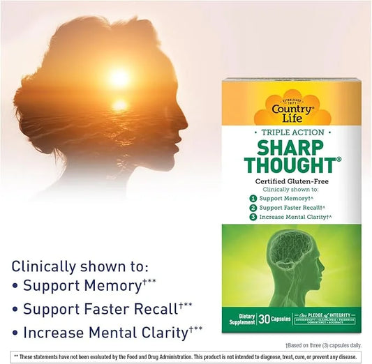 Country Life Sharp Thought 30 Capsules, Certified Gluten Free… - Product Image
