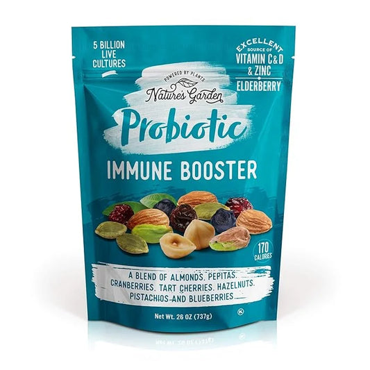 Nature's Garden Probiotic Immune Booster – Mixed Nuts, Heart Healthy Nuts, Omega-3 Rich, Vitamin D, Cranberries, Tart Cher...