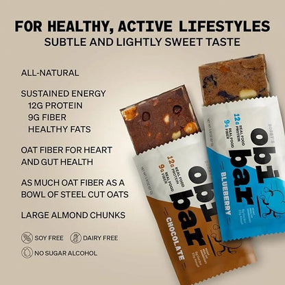 Obi Bar Sampler - Protein and Oat Fiber Bar | All Natural | Subtle and Lightly Sweet Taste | Meal Bar | Heart and Gut Heal...