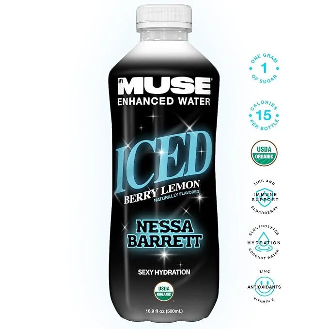 MyMuse Organic Enhanced Flavored Water, Variety Pack, 16.9 Fl Oz Bottle (12 pack), 1G of Sugar, Immune Support with Zinc &...