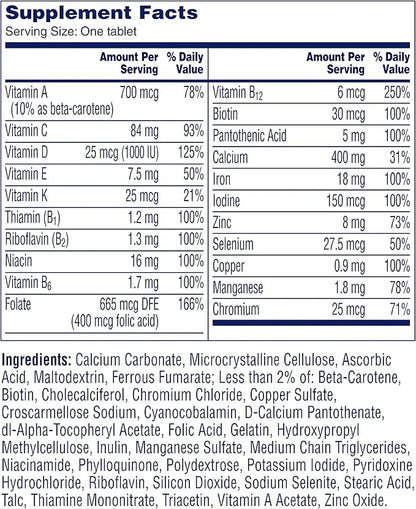 One A Day Women’s Multivitamin, Supplement B12, Biotin, 250 count
