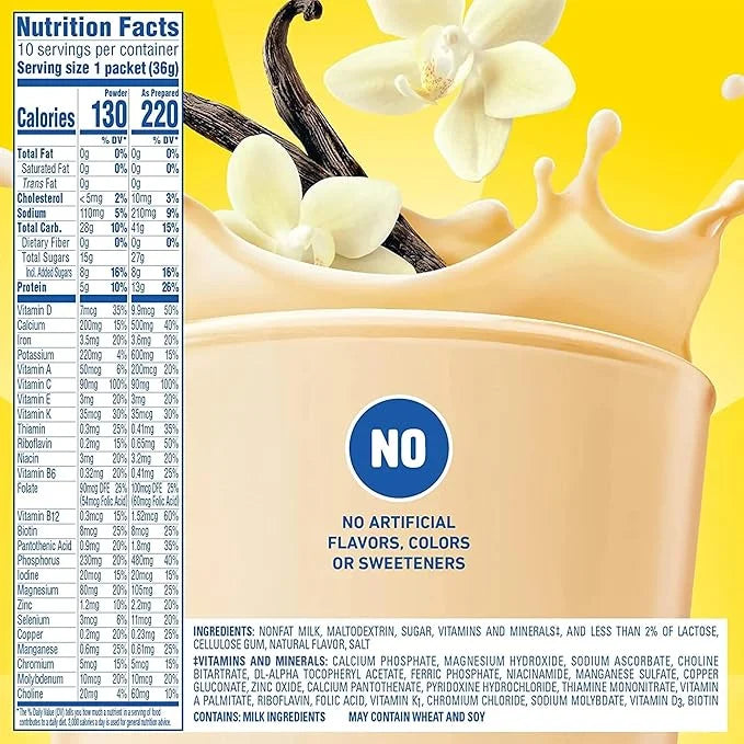 Carnation Breakfast Essentials Powder Drink Mix, Classic French Vanilla, 10 Count Box of 1.26 Ounce Packets (Pack of 6) - ...