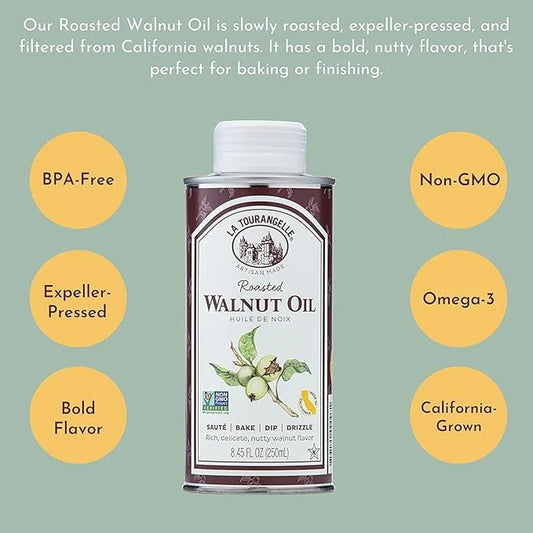 La Tourangelle, Roasted Walnut Oil, Plant-Based Source of Omega-3 Fatty Acid, Cooking, Baking, & Beauty, 25.4 Fl Oz - Prod...