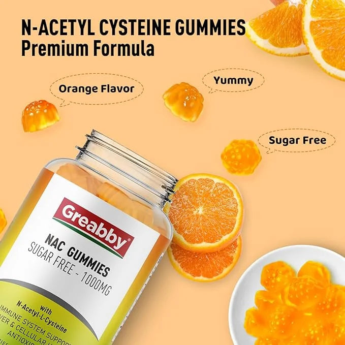 NAC Gummies Sugar Free, N Acetyl 1000mg for Flavor,60ct
