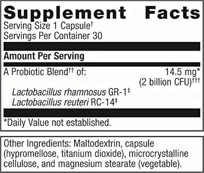 Metagenics UltraFlora Women's Probiotics for Vaginal Health GR-1 reuteri RC-14 - 30 Count