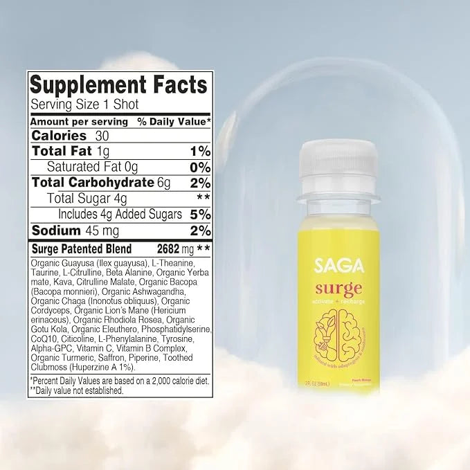 SAGA Organic Energy Shots CoQ10 & 2oz Shots (18-Pack)