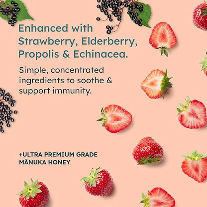 Manuka Honey Lozenges, Strawberry Elderberry Lozenges, 15 Honey (2.1 oz)