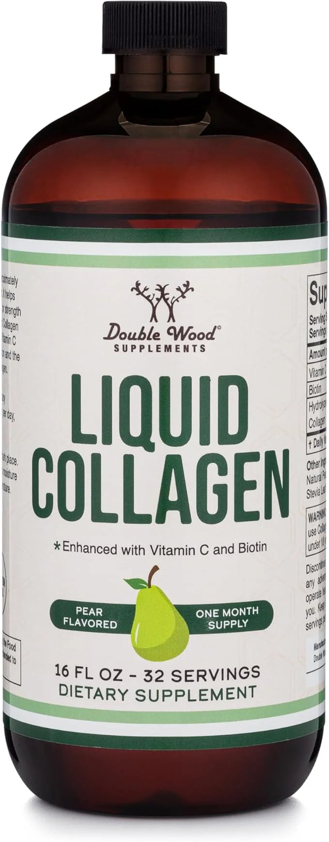 Double Wood Supplements Liquid Collagen - 2500mg of Hydrolyzed Bovine Collagen - 32 Servings - for Women and Men - 30 mcg ...
