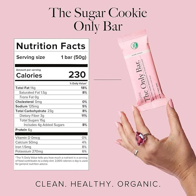 Truvani Plant Based Snack Bars | Sugar Cookie 12 Pack | 6g Protein | USDA Organic and Vegan | The Only Bar | Dairy, Soy, a...