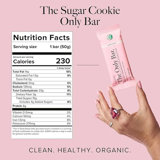 Truvani Plant Based Snack Bars | Sugar Cookie 12 Pack | 6g Protein | USDA Organic and Vegan | The Only Bar | Dairy, Soy, a...