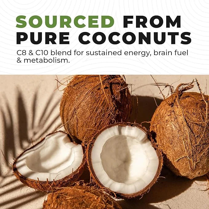 100% Coconut MCT Oil Liquid - MCT Oil C8 C10 for Sustained Mental Energy & Focus Support Great for Smoothies Salads Coffee...