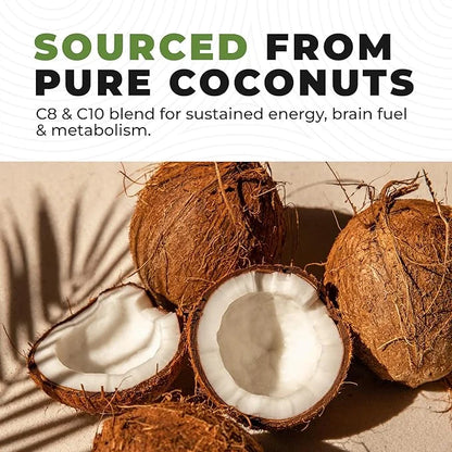 100% Coconut MCT Oil Liquid - MCT Oil C8 C10 for Sustained Mental Energy & Focus Support Great for Smoothies Salads Coffee...