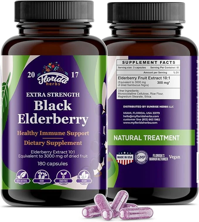 Black Elderberry Capsules 180 Count