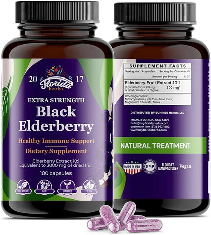 Black Elderberry Capsules 180 Count