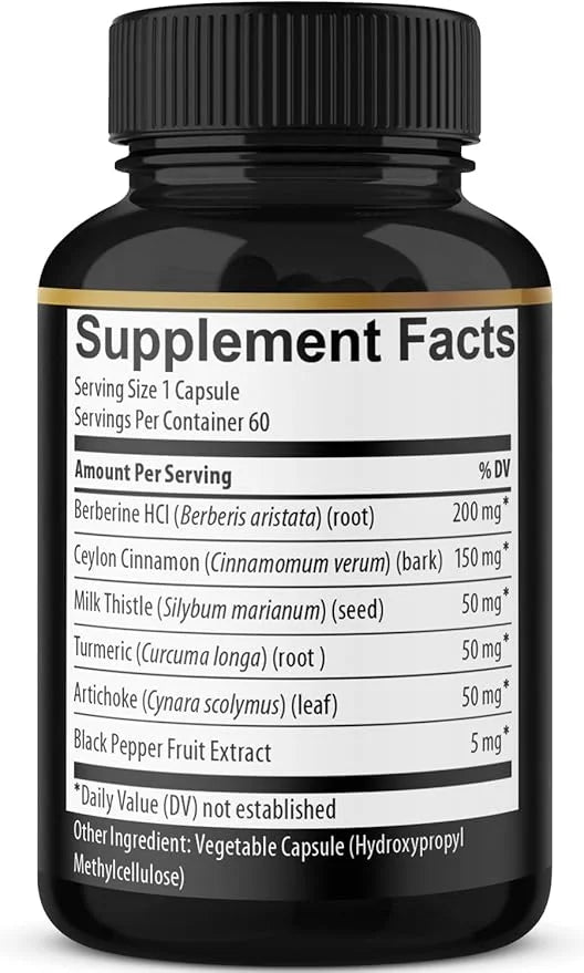 Berberine Supplement with Ceylon Cinnamon, Turmeric, 60 Capsules