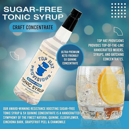 Top Hat Keto Sugar Free Tonic Syrup - 5x Diet Tonic Water Quinine Concentrate - Organic Monk Fruit - Craft Soda Mixer for ...