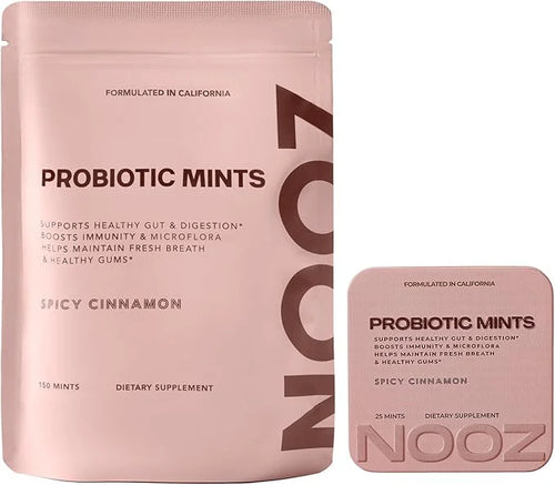NOOZ Probiotic Mints Refill Bag - Gut & Oral Health Support - Spicy Cinnamon | Boosts Immunity & Digestion, Freshens Breat...
