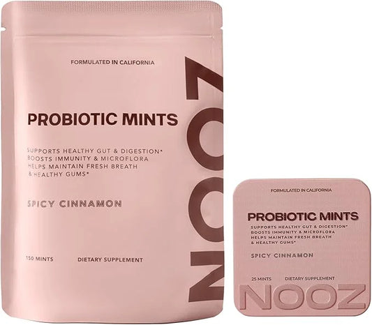 NOOZ Probiotic Mints Refill Bag - Gut & Oral Health Support - Spicy Cinnamon | Boosts Immunity & Digestion, Freshens Breat...