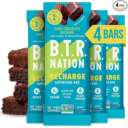 Vegan Keto Superfood Protein Bars, by B.T.R. - Low Carb, Plant Based, and Gluten Free | 4 Bars | Free of Sugar Alcohols an...