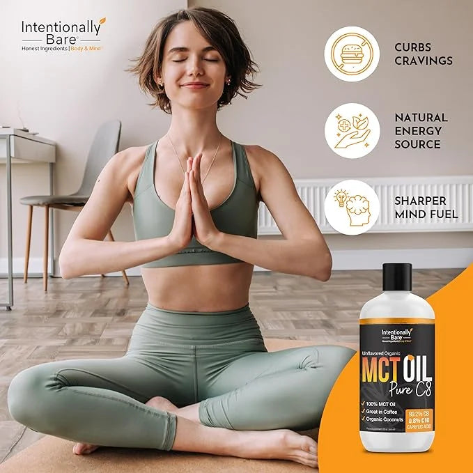 Intentionally Bare Pure C8 MCT Oil Organic - Brain Octane C8 MCT Oil for Keto Paleo & Vegan Diet - Unflavored MCT Oil C8 f...