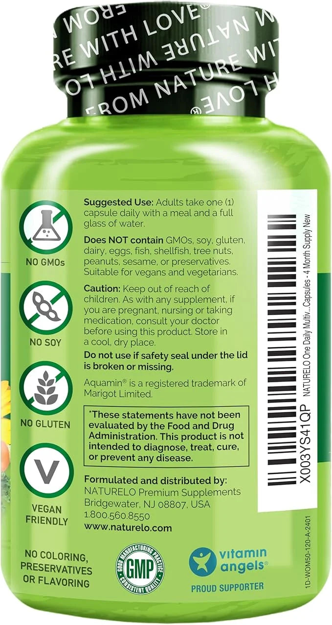 NATURELO One Daily Multivitamin for Women 50+ (Iron 50 - 120 Capsules 4 Month