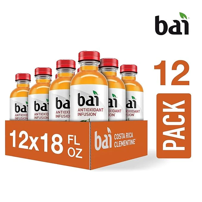 Bai Flavored Water, Costa Rica Clementine, Antioxidant Infused Drinks, 18 Fluid Ounce Bottle (Pack of 12) - Product Image