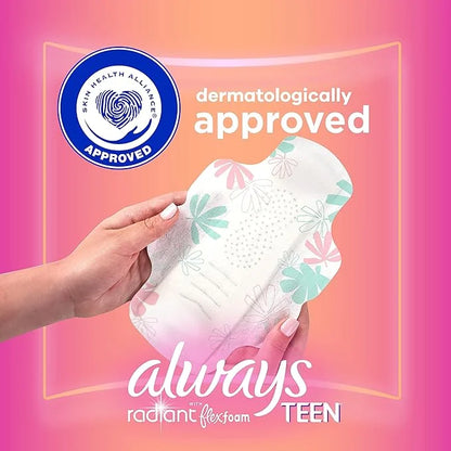 Always Radiant Teen Feminine Pads 1 Regular 14 Count