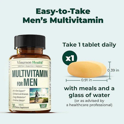 Multivitamin for Men - Daily Mens Multivitamins & Multiminerals with Vitamin A, C, D, E, B12, Zinc & Iron. Essential Vitam...