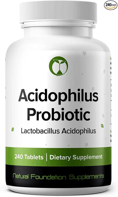 Lactobacillus Acidophilus Probiotic Supplement 240 Tablets 3 Billion CFU Probiotics for Men & Women Supports Intestinal Di...