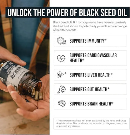 20% Thymoquinone Black Seed Oil Extract Capsules - TQ-Advanced 4X®: Highest Thymoquinone Concentration Available - 60:1 Co...
