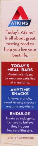 Atkins Vanilla Caramel Pretzel Protein Meal Bar, High Fiber, 2g Sugar, 4g Net Carbs, Meal Replacement, Keto Friendly, 5 Co...