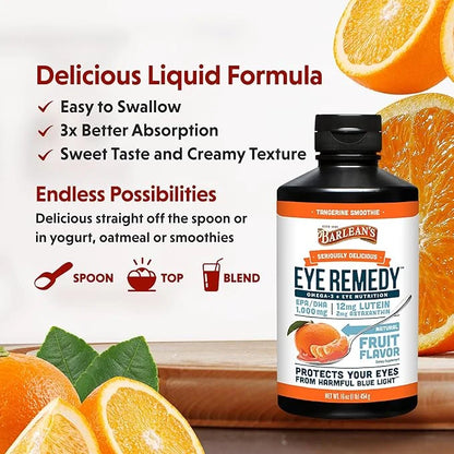 Barlean's Eye Remedy Supplement, Tangerine Flavored Zeaxanthin,1,000mg Omega 3 EPA 16 oz
