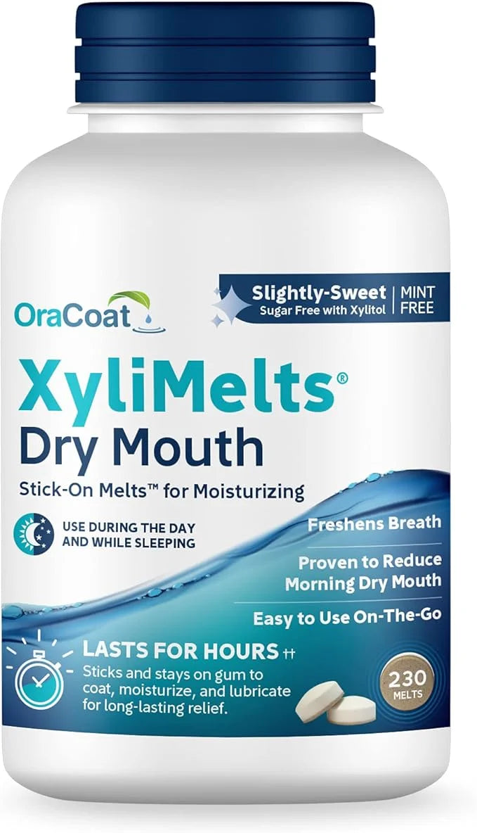 Oracoat XyliMelts Dry Mouth Relief Moisturizing Stick-On-Melts w/Xylitol, 230 Count, Slightly Sweet, Helps Stimulates Sali...