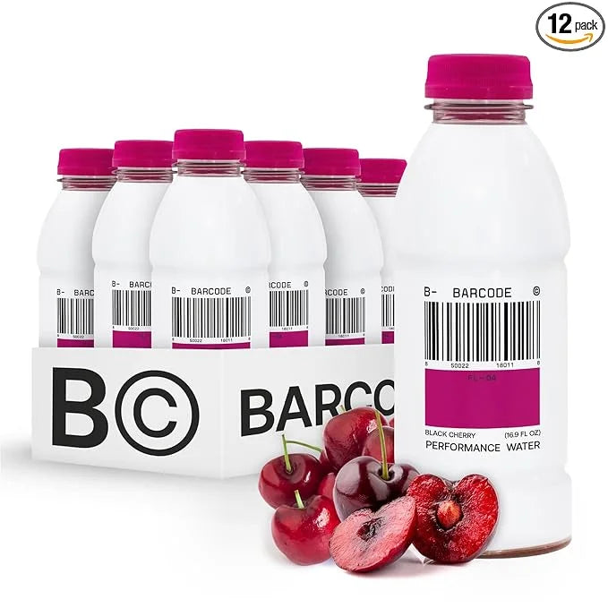 Barcode Premium Sports Hydration Drink - No Added Sugar - Adaptogen Drink with Electrolytes, Black Cherry, 12 Pack - Plant...