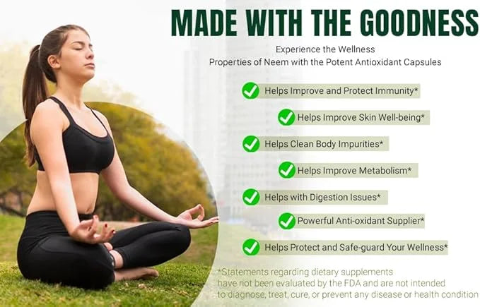 Organic Aura Neem Supreme Capsules. 150 Veg Capsules. Triple Complex - Max Strength Pure High-Potency Azadirachta Indica C...