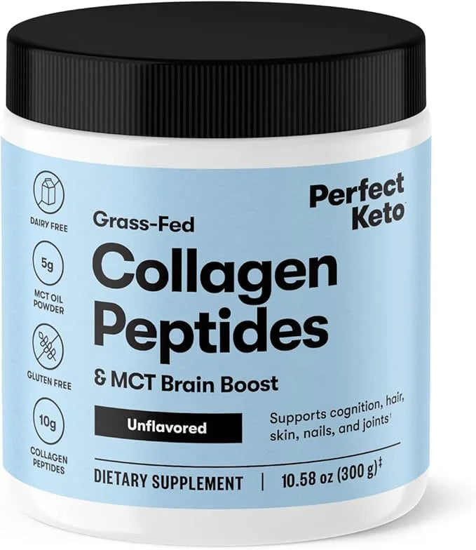 Perfect Keto Collagen Peptides Protein Powder with MCT Oil, Hydrolyzed Collagen, Type I & III Supplement, Gluten Free, Gra...