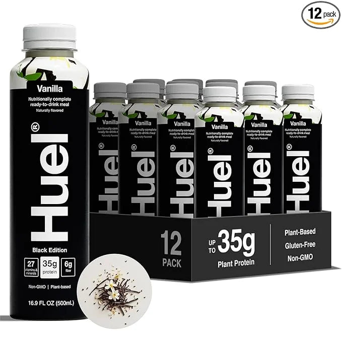 Huel Black Edition Ready-to-Drink, Vanilla Meal Replacement Drink, 35g High Protein, 27 Vitamins and Minerals, Vegan, Glut...