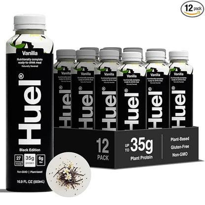 Huel Black Edition Ready-to-Drink, Vanilla Meal Replacement Drink, 35g High Protein, 27 Vitamins and Minerals, Vegan, Glut...