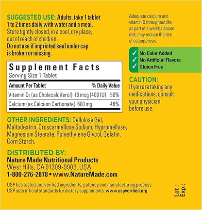 Nature Made Calcium 600 mg D3 for 60 Count, 3)